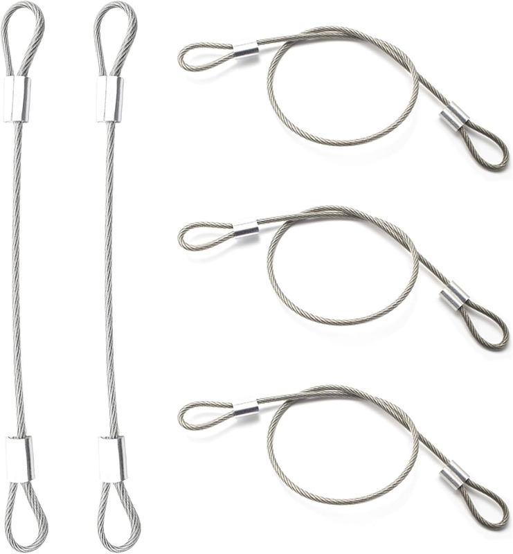 5 Packs Stainless Steel Cable with Loops, Vinyl Coated Wire Rope Lanyard Lock Se