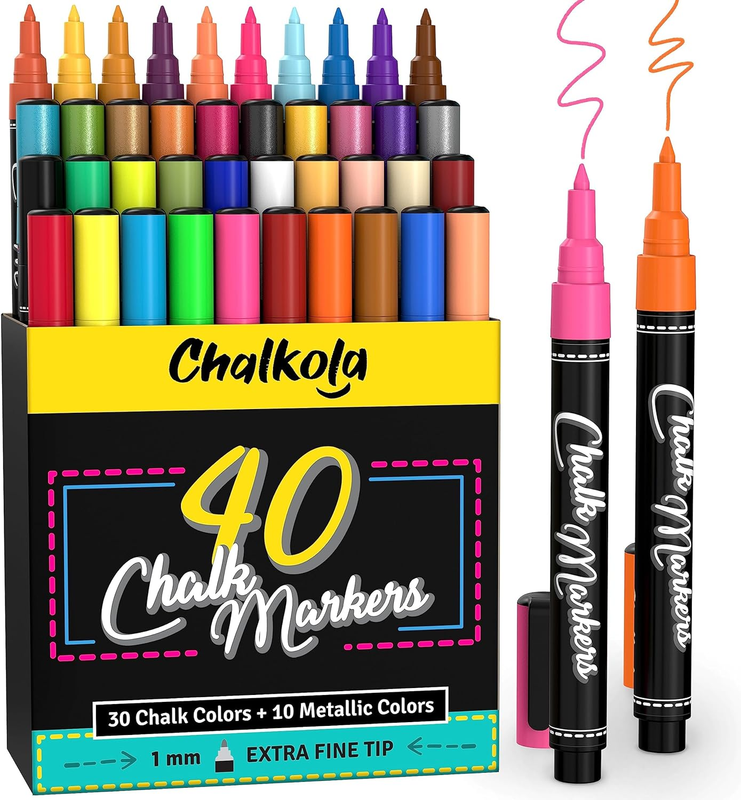 - Pack Of 40 (neon, Classic & Metallic) Chalk Pens