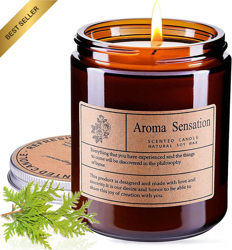 Scented Candles Glass Jar, Pure Natural Soy Wax, Aroma for Relaxation Stress Rel
