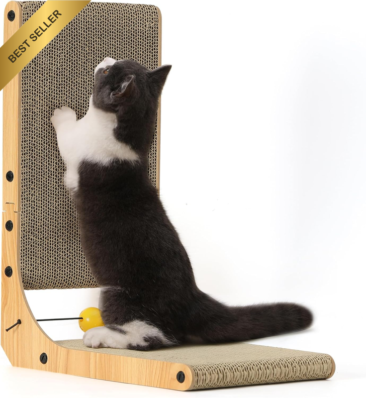 Cat Scratcher, 48 CM L Shape Cat Scratch Pad, Vertical Cat Scratcher Wall Mounte