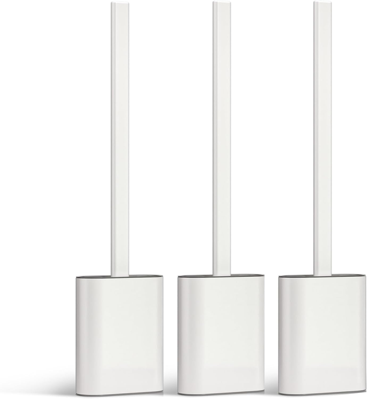 3 Pack Toilet Brush and Holder Set, Silicone Toilet Brush with TPR Bristles, Wal