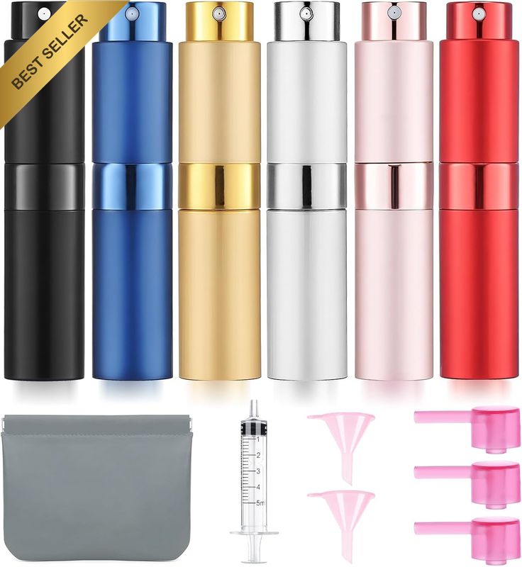 6 Pack 8ML Empty Perfume Atomizer Cologne Travel Spray Bottle for Refill Portabl