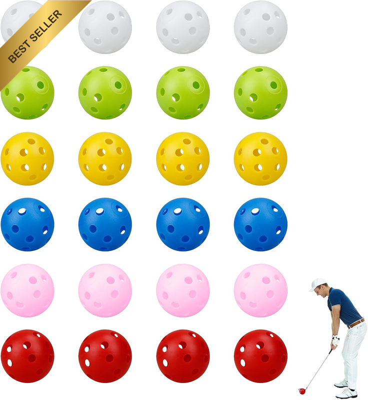 Practice Golf Balls 12-Pack, 4.2Cm Durable Plastic Golf Training Balls with Hole