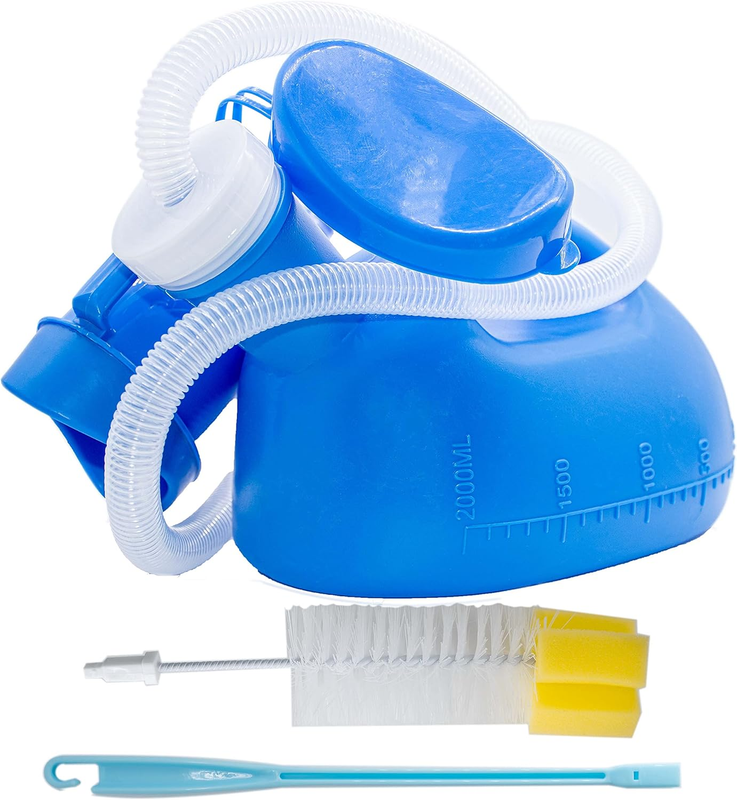 Urinals for Men and Women, 2000Ml Portable Urinal Spill Proof Thick Firm Female Male Pee Bottle Urine Collection Container for Elderly Incontinence Home Hospital Emergency Camping Car Travel (Blue)