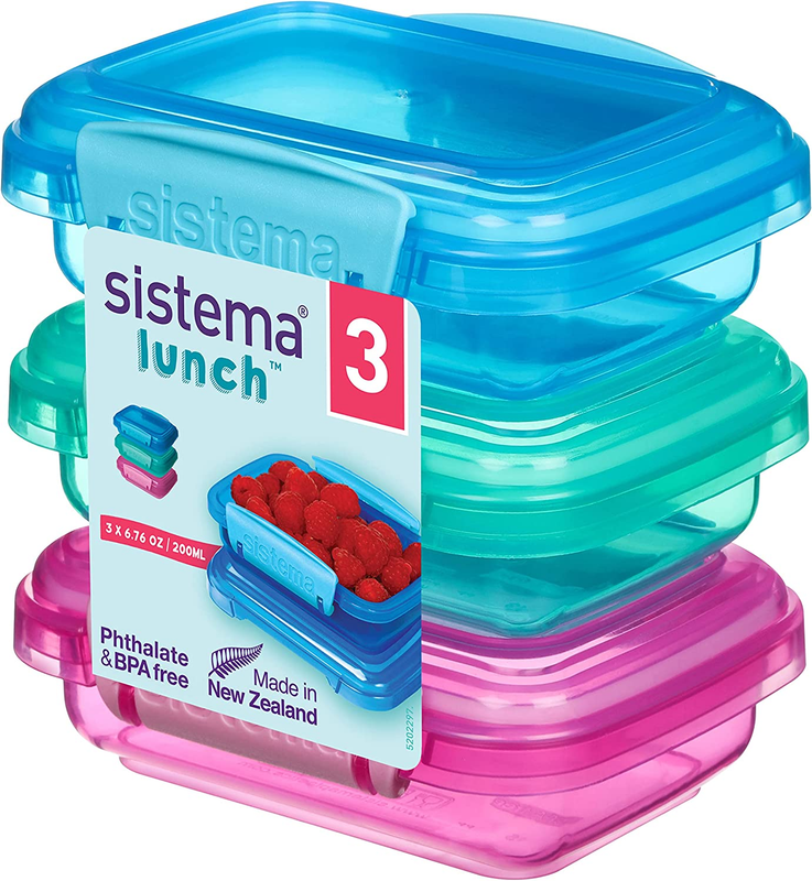 Lunch Collection Food Storage Containers, Blue, Green, Pink 
