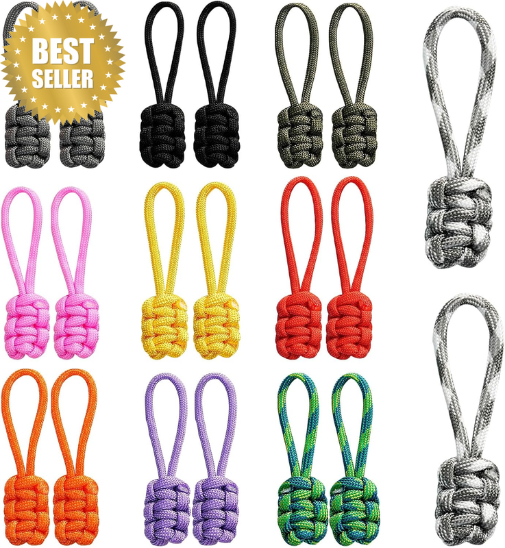 20 Pieces Universal Zipper Pull Replacement Kit - Colorful Nylon Fixer Hand Wove