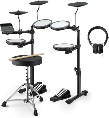   Donner DED-70 Electronic Drum Set Quiet Mesh Pads Electric Drum With Stool
