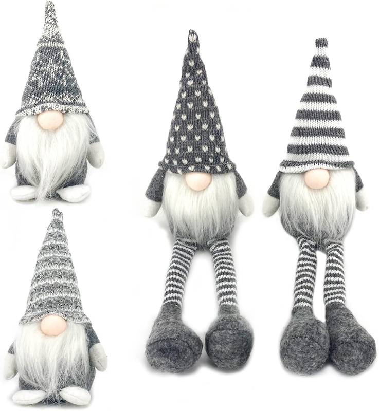 4 Stück Weihnachtszwerge Aus Plüsch, Gestrickt, Weihnachtsmann, Handgefertigt, T