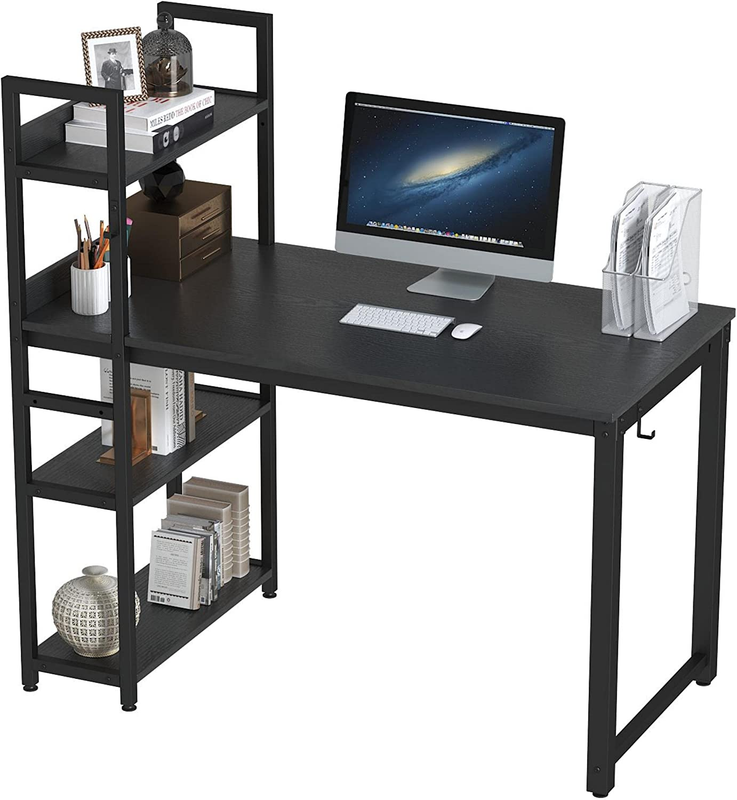 55 Inch Computer Desk with Shelves, Study Gaming Storage Tab