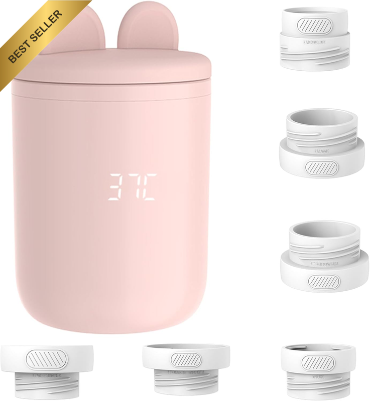 Portable Bottle Warmer: 6 Adapters, USB, 8800mAh, Fast Heat, °C/°F