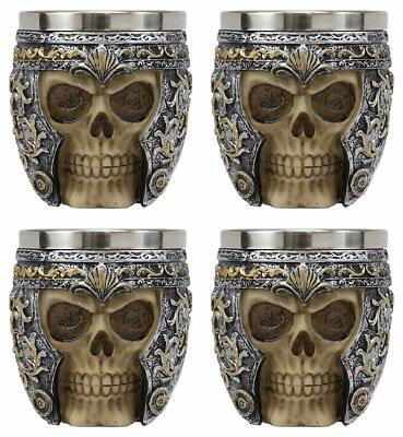 Medieval Roman Centurion Knight Skull With Helmet Tea Coffee Cup Mug Set of 4