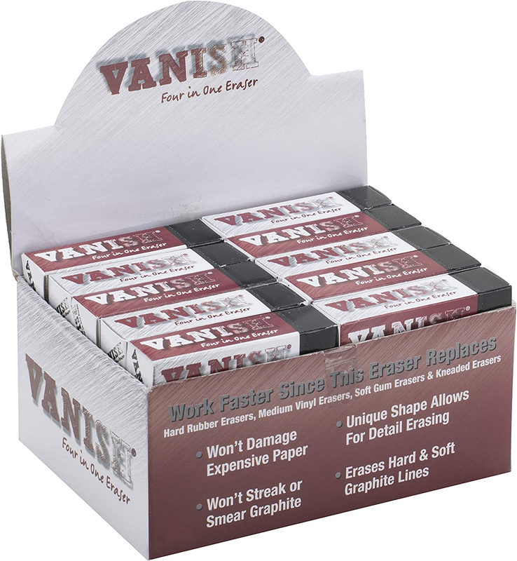 Vanish Artist Eraser (30 Pack)– 4-In-1 White Erasers for Art - Erases Graphite L