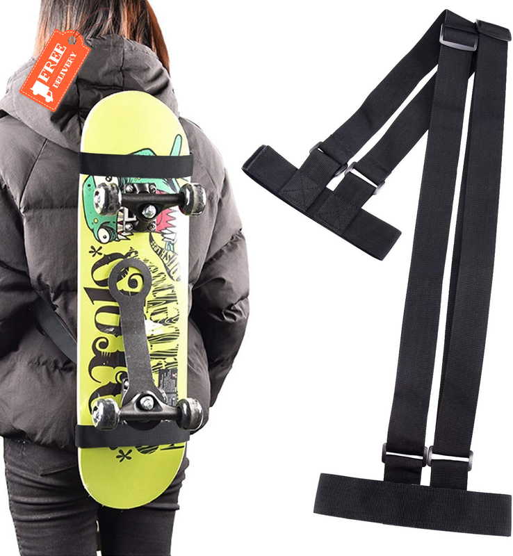 TOBWOLF Universal Skateboard Shoulders Carry Strap, Adjustable Longboard Shoulde