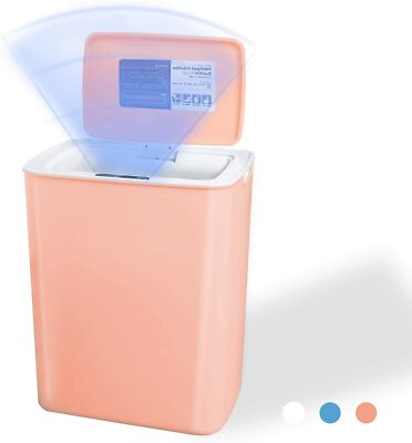 Pink Automatic Touchless Smart Sensor Trash Can 3.7 Gallon Bedroom Kitchen