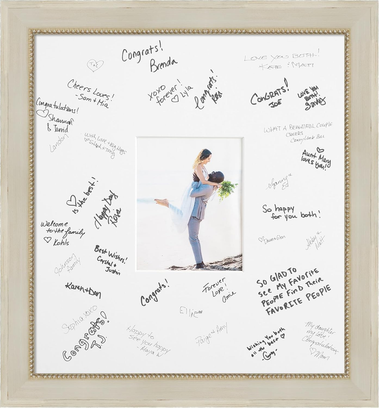 Cream Wood Signature Mat Frame for Weddings, Graduations & Retirements 8x10