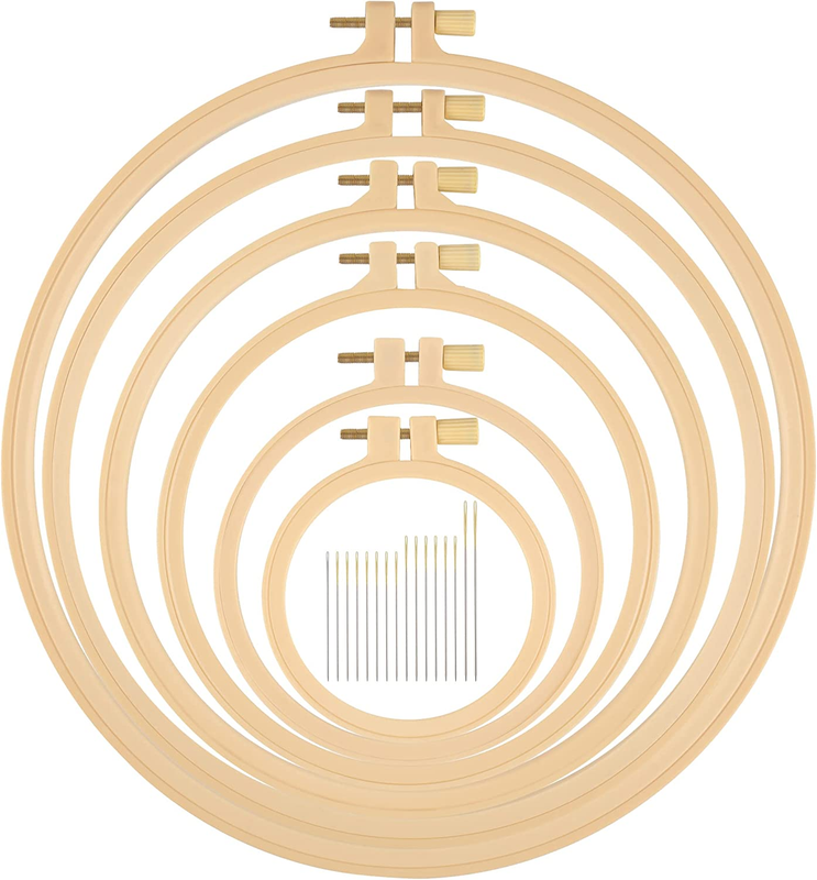 Hoop 6 Size, Round Plastic Cross Stitch Hoop With 16 Needles