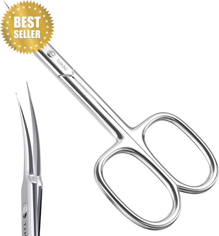 Cuticle Scissors Extra Fine for Women and Men, Curved Stainless Steel with Preci
