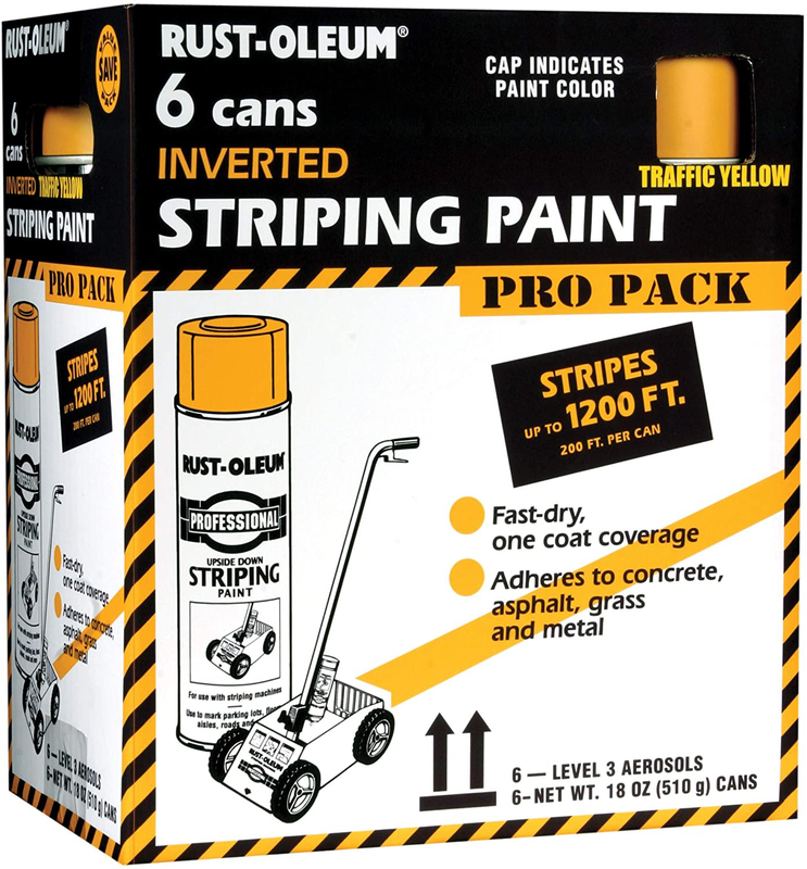 Rust-Oleum Inverted Striping Spray Paint, Yellow, 18 Ounces Pack of 6