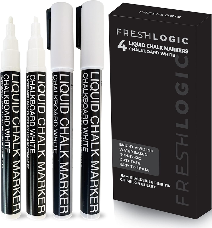 Erasable - 4 Pack 3mm - Chalkboard Markers For Blackb