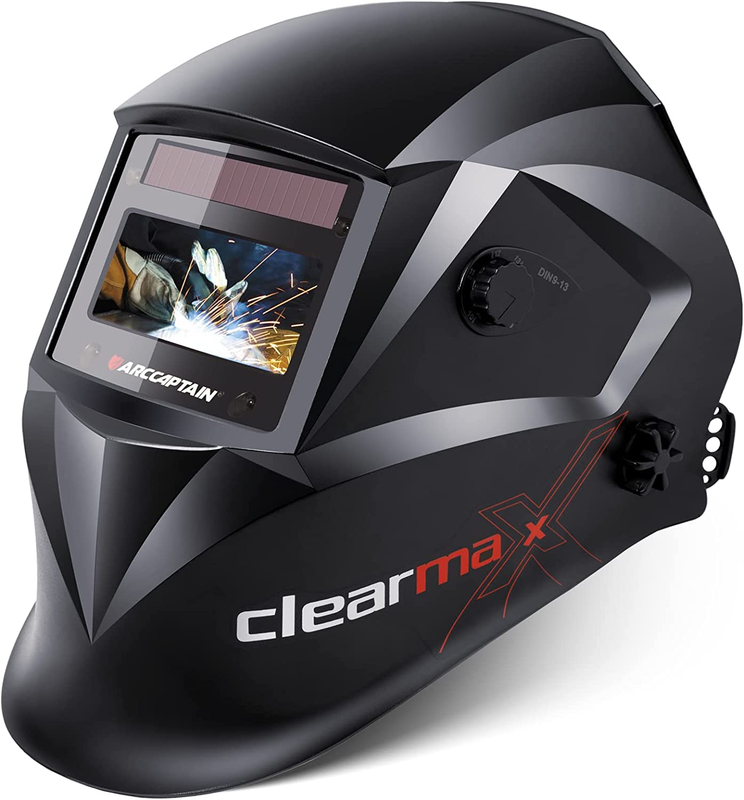 Large Viewing Screen Welding Helmet, 1/1/1/1 Top Optical Clarity Auto Darkening