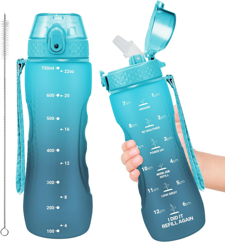 Kids Water Bottle for School, 25 Oz (Straw Lid) Bpa-Free Reusable Leak-Proof Dur