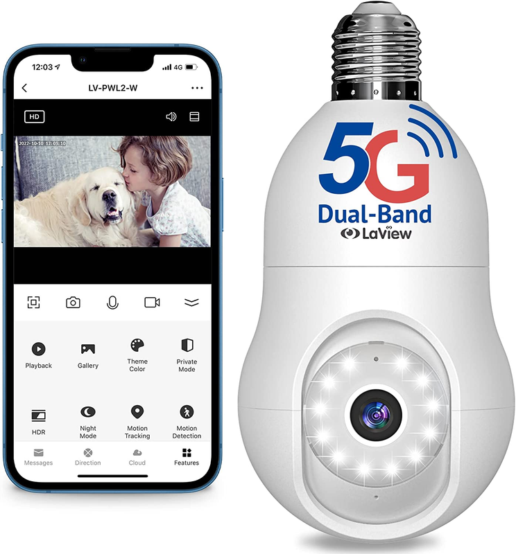 4MP Bulb Security Camera 5G&2.4Ghz Wifi,Easy Installation, Compatible with Alexa