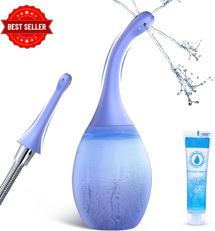 Enema Anal Douches for Men Women - Enema Bulb with Bendable Silicone Nozzles for