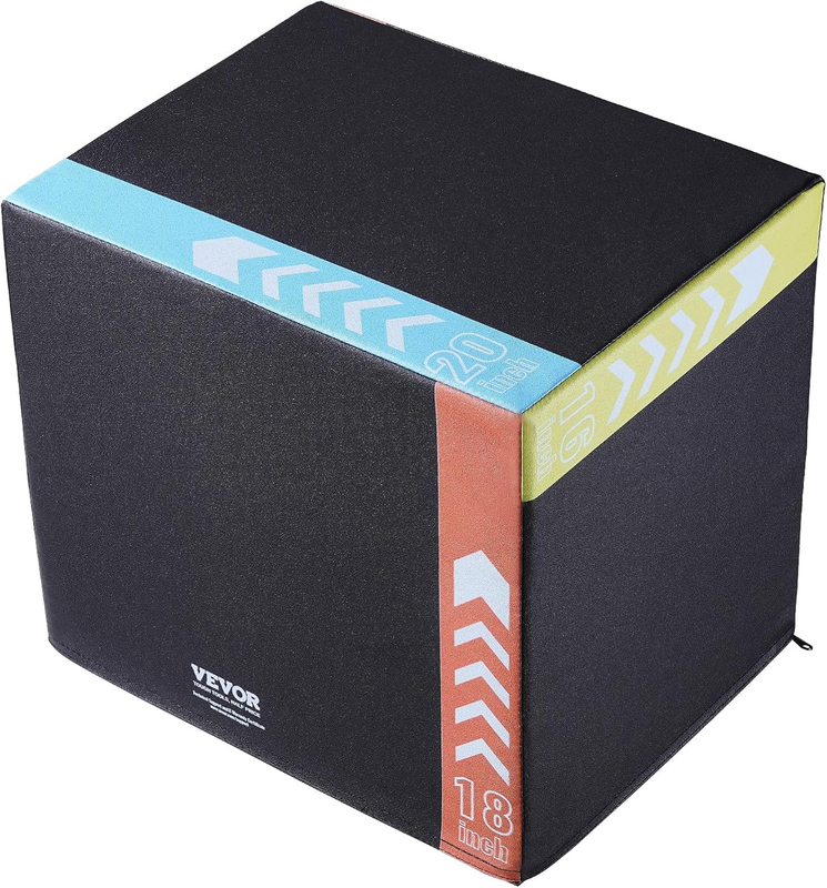 3 in 1 Plyometric Jump Box, Cotton Plyo Box, Platform & Jumping Agility Box, Anti-Slip Fitness Exercise Step up Box for Home Gym Training, Conditioning Strength Training, Multiple Sizes, Black