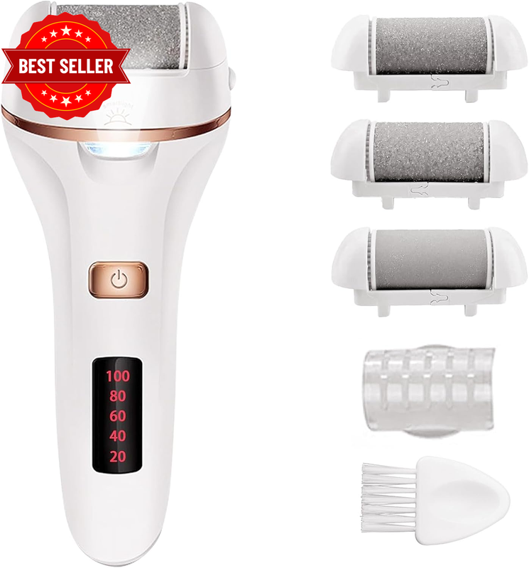 Electric Callus Remover for Feet, Rechargeable Foot File & Foot Scrubber, 3 Roll