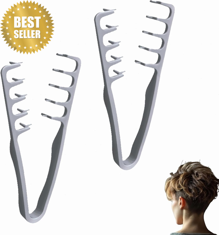 2PC Wide Tooth Texture Styling Comb For Hair Volume Grey
