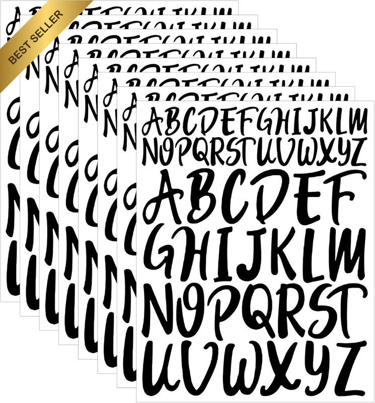8 Sheets Capital Letter Stickers, 1 Inch 2 Inch Self Adhesive Uppercase Letters