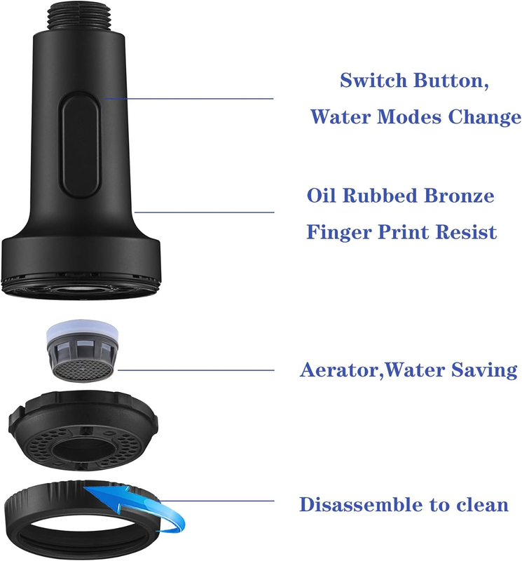 Pull-Down Kitchen Faucet Spray Head Replacement with 4-Function, Kitchen Fauc...