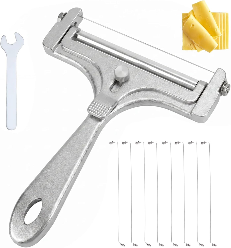 1Pc Cheese Slicer, Wire Cheese Cutter for Block Cheese, Adjustable Thickness Han