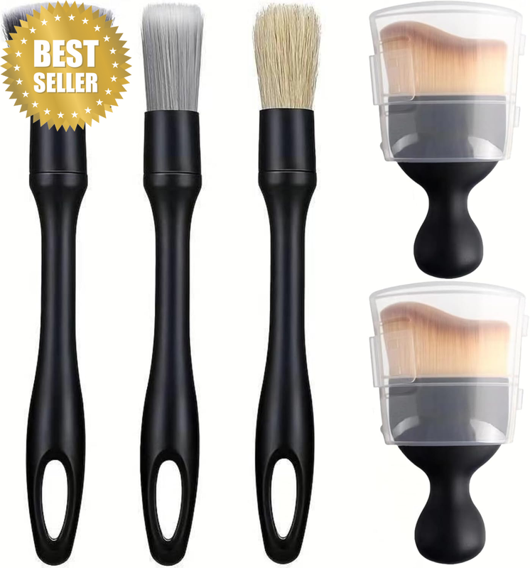 5 Pieces Car Detail Brushes Interior Cleaning Brushes, 3 Soft Premium Detail Bru