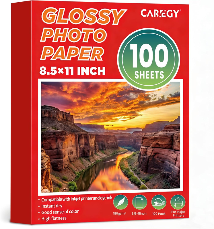 100 Sheets Glossy Photo Paper 8.5 X 11 Inches, Inkjet Photo Pr...