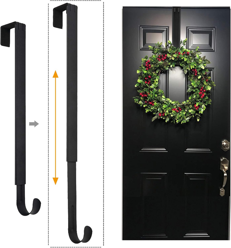 Wreath Hanger, Adjustable Over The Door Wreath Hanger from 14.9 to 25 Inches & W