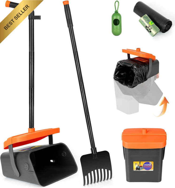Rotary Dog Waste Scoop/Rake/Shovel for Medium to Large Breeds, Features 114Cm Ad