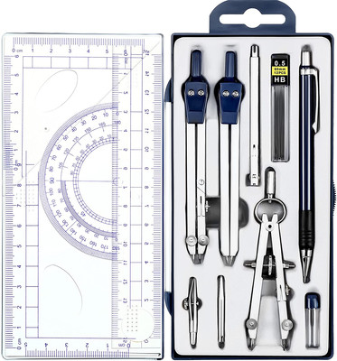 13 Pcs Math Geometry Kit Compass Geometry Set Math Tool Kit with Protractor Comp