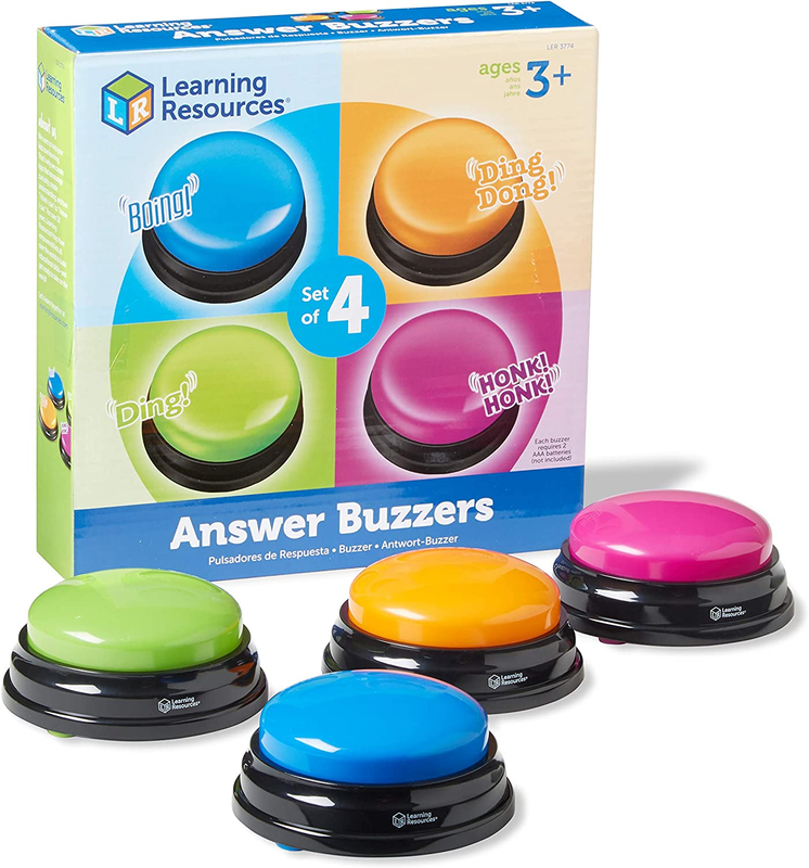 Learning Resources Answer Buzzers - Set of 4, Ages 3+ Assorted Colored Buzzers,