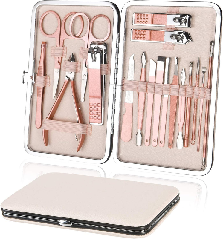 18-In-1 Manicure Set, Stainless Steel Nail Kit, Unisex, Includes Nail Clipper,Cu