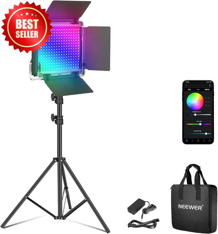 RGB660 PRO II LED Studio Video Light Kit Tripod App Control 50W US