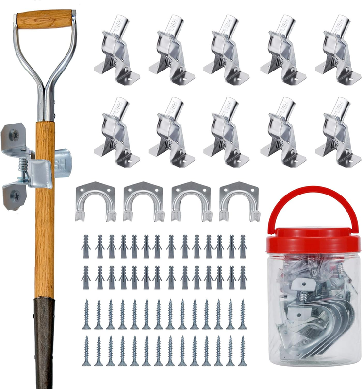 14 PACK Metal Wall Mount Outdoor/Spring Grip Clamps - Garage & Garden Yard Tool