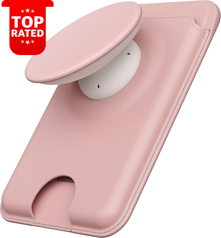 MagSafe Phone Wallet Card Holder with Grip for iPhone - Pink Color