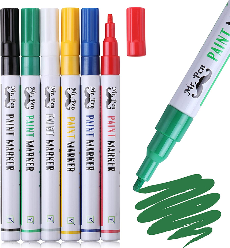 6 Colors Permanent Paint Marker Pens for Glass Rock Plastic Fabric DIY Project