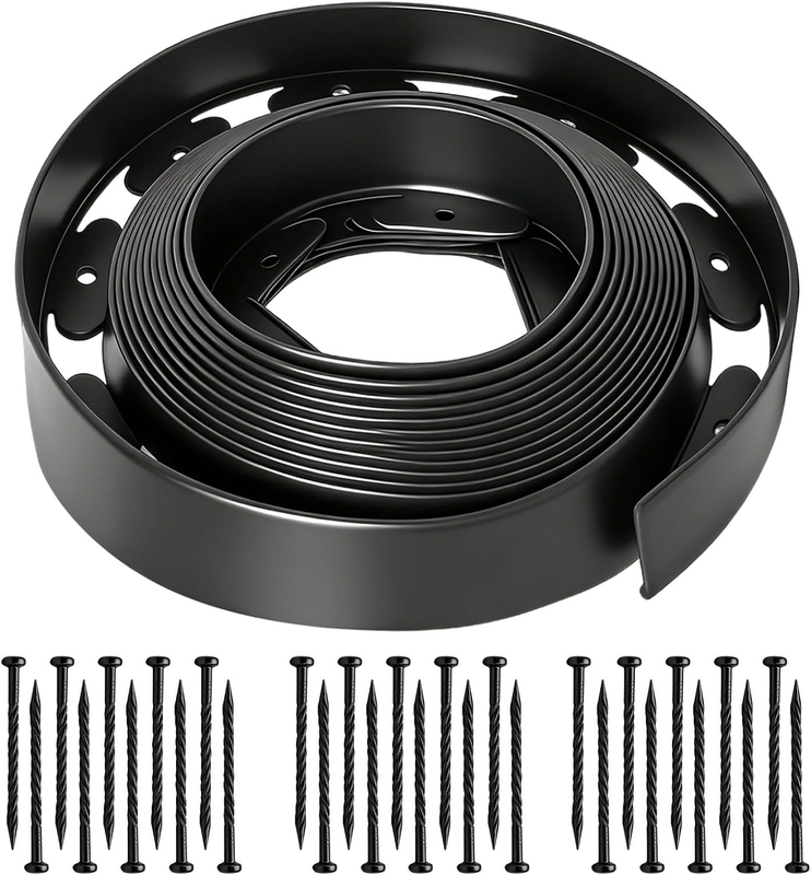 10M Garden Edging Border with 30 Pegs 5CM Tall Plastic Landscape Edging for Flow