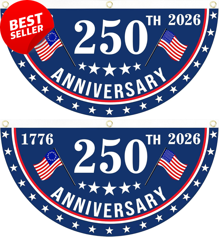 2PCS USA 250th Anniversary Flag 1.5x3FT Fan Banner Porch Yard Decor