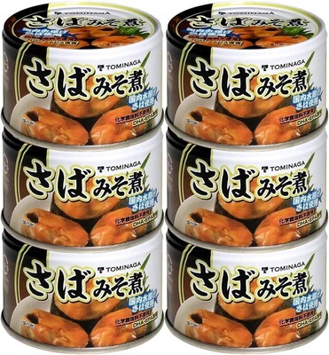 TOMINAGA Saba no Misoni Mackerel in Miso Sauce Canned DHA & EPA JAPAN 150g × 6 C