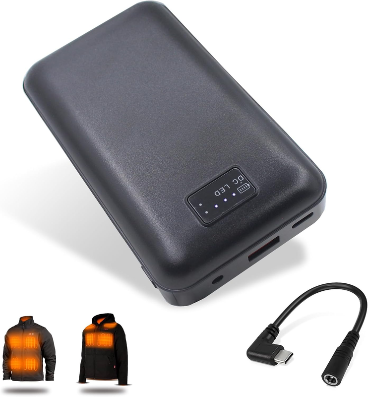 12V Heated Jacket Battery PD QC3.0 Power Bank with Step up Adapter Charger Cabl