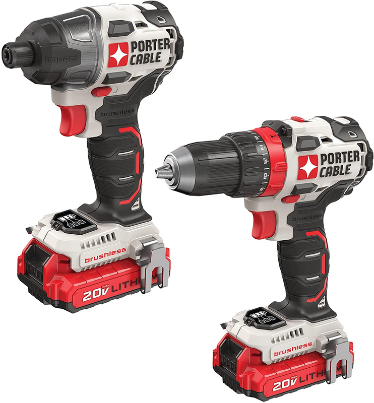 PORTER-CABLE 20V MAX Cordless Drill and Impact Driver, Power Tool Combo Kit with