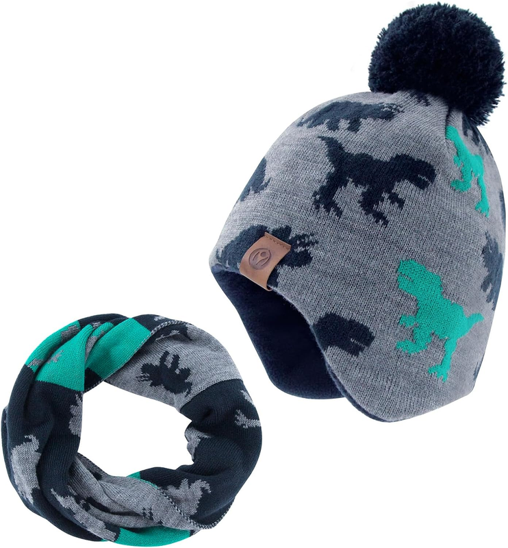 Kids Beanie Hat for Boys Girls Pom-Pom Kint Hats Cozy Lining Winter Skull Cap